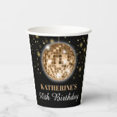 Elegante Glam Zwart Goud 50e Verjaardag Papieren Bekers (Achterkant)
