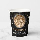 Elegante Glam Zwart Goud 50e Verjaardag Papieren Bekers (Voorkant)