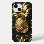 Elegante Glam Zwart & Goud Tropische Ananas Case-Mate iPhone Case (Achterkant)