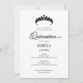 Elegante Glamorous Black & White Quinceañera Kaart (Voorkant)