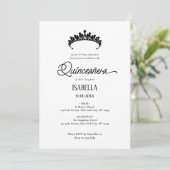 Elegante Glamorous Black & White Quinceañera Kaart (Staand voorkant)
