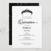 Elegante Glamorous Black & White Quinceañera Kaart (Voorkant / Achterkant)