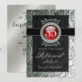 Elegante Glamour Embossed Retirement Party Kaart (Voorkant / Achterkant)