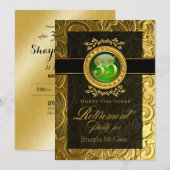 Elegante Glamour Embossed Retirement Party Kaart (Voorkant / Achterkant)