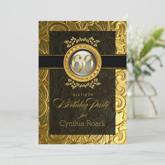 Elegante Glamour Geprägde 60e Verjaardag Kaart (Staand voorkant)