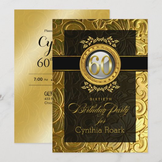 Elegante Glamour Geprägde 60e Verjaardag Kaart (Voorkant / Achterkant)