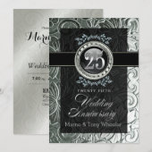 Elegante Glamour Gesneden Bloem 25ste Verjaardag Kaart (Voorkant / Achterkant)