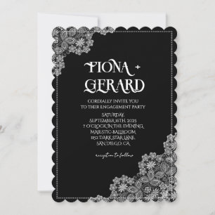 Elegante glamour kant verlovingsfeest uitnodiging
