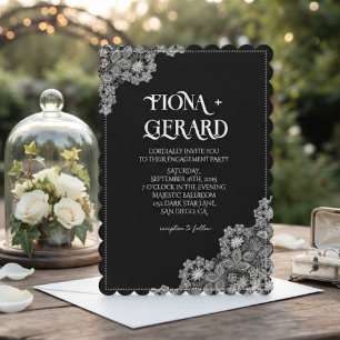 Elegante glamour kant verlovingsfeest uitnodiging