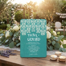 Elegante glamour kant verlovingsfeest uitnodiging