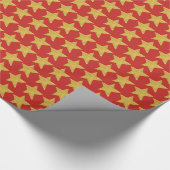 Elegante glamour Kerst rood goud ster patroon Cadeaupapier (Hoek)