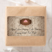 Elegante Glamour Mocha Damask Cupcake Design Label (Insitu)
