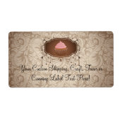 Elegante Glamour Mocha Damask Cupcake Design Label (Voorkant)