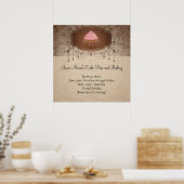 Elegante Glamour Mocha Damast Taartje Ontwerp Bord Poster (Keuken)