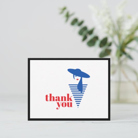 Elegante glamour mod meisje Poshmark bedankt Briefkaart (Staand voorkant)