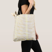 Elegante Glamour Moderne Faux Gold Stripes Gouden Tote Bag (Dichtbij)