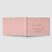 Elegante glamour roos gouden glitter schittert bru gastenboek (Volledig)