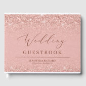 Elegante glamour roos gouden glitter schittert bru gastenboek (Voorkant)