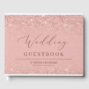 Elegante glamour roos gouden glitter schittert bru gastenboek