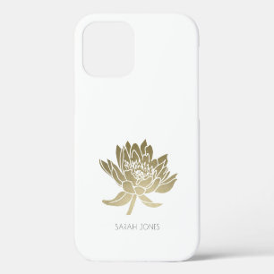 ELEGANTE GLAMOUreuze BLEKE GOUD FOLIE WITTE LOTUS iPhone 12 Hoesje