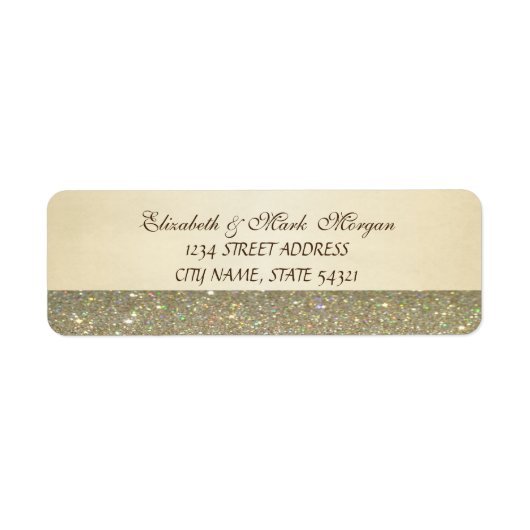 Elegante Glamoureuze Glitterende Bruiloft Etiket (Voorkant)