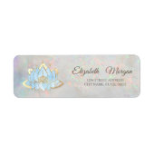 Elegante Glamoureuze Gouden Blauwe Lotus Holograph Etiket (Voorkant)