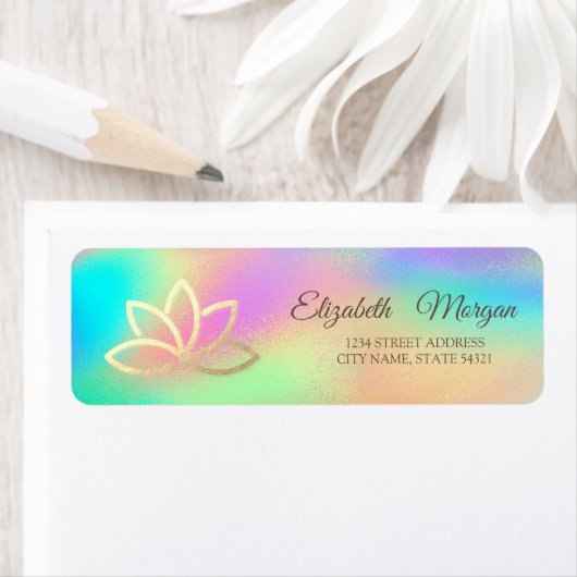 Elegante Glamoureuze Gouden Lotus Regenboog Hologr Etiket (Insitu)