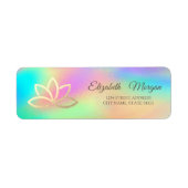 Elegante Glamoureuze Gouden Lotus Regenboog Hologr Etiket (Voorkant)