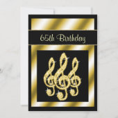 Elegante, Glamoureuze Gouden Treble Clefs 65e verj Kaart (Voorkant)