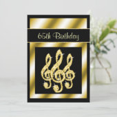Elegante, Glamoureuze Gouden Treble Clefs 65e verj Kaart (Staand voorkant)