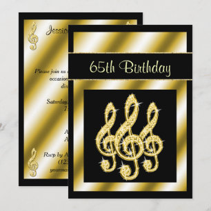Elegante, Glamoureuze Gouden Treble Clefs 65e verj Kaart