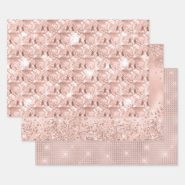 Elegante Glamoureuze Meisjesachtige Roze Roze en Z Inpakpapier Vel