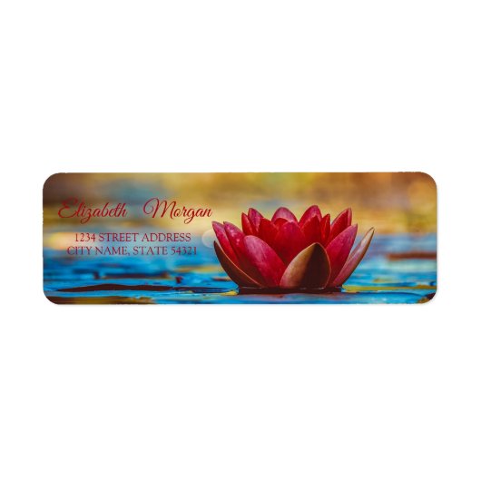 Elegante glamoureuze rode lotus etiket (Voorkant)