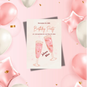 Elegante glamoureuze roze champagne verjaardag kaart