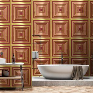 Elegante glamoureuze roze rode gouden vierkante 3D Behang
