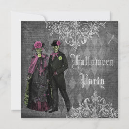 Elegante glamoureuze skeletten Halloween Party Kaart