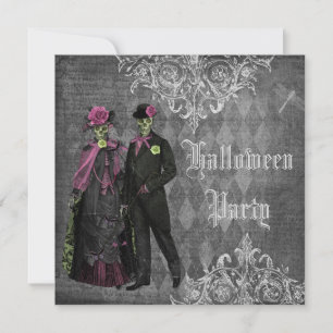 Elegante glamoureuze skeletten Halloween Party Kaart