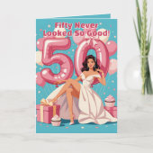 Elegante Glamoureuze Vrouw 50ste Verjaardag Groet Kaart (Voorkant)