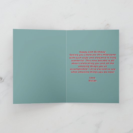 Elegante Glamoureuze Vrouw 60ste Verjaardag Groet Kaart (Binnen)