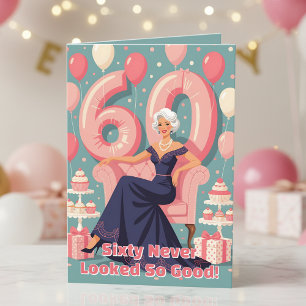 Elegante Glamoureuze Vrouw 60ste Verjaardag Groet Kaart