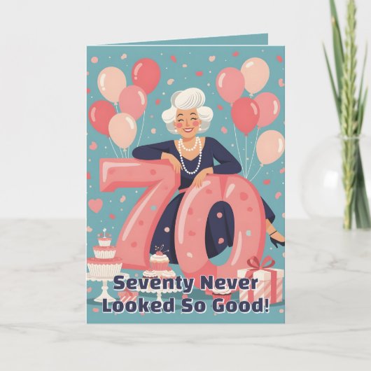 Elegante Glamoureuze Vrouw 70ste Verjaardag Groet Kaart (Voorkant)
