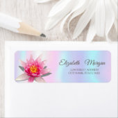 Elegante Glamoureuze Waterverf Lotus Holografisch Etiket (Insitu)