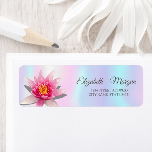 Elegante Glamoureuze Waterverf Lotus Holografisch Etiket (Insitu)