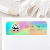 Elegante Glamoureuze Witte Lotus Rainbow Holograph Etiket (Insitu)