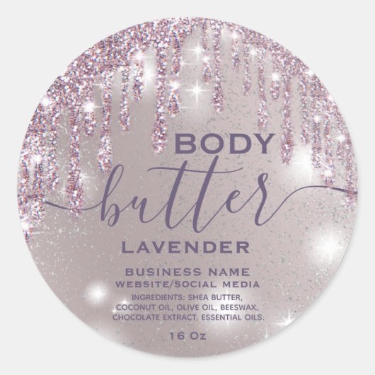 Elegante glans druipt script body butter label (Voorkant)