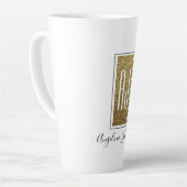 Elegante Glans Goud Glitter Monogram Naam Latte Mok (Linkerhoek)