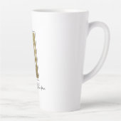 Elegante Glans Goud Glitter Monogram Naam Latte Mok (Rechts)