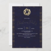 Elegante Glans Navy Blauwe, Versieringen, Sneeuwvl Save The Date (Voorkant)