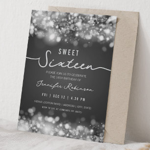 Elegante glanslichten Sweet Sixteen Zilver Kaart