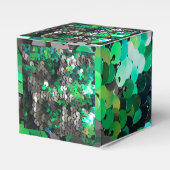 Elegante glanzende glamour greens grijze schijfpai bedankdoosjes (Voorkant Zijde)